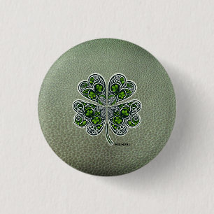 Shamrock Colover St.Patrick`s Day Grüne Ledertasch Button