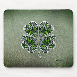 Shamrock Colover St.Patrick`s Day Grüne Ledertasch Mousepad