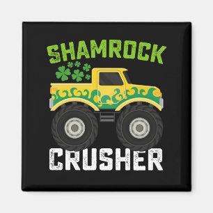 Shamrock Crusher Monster Truck St. Patrick's Tag Magnet