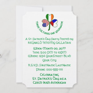 Shamrock Czechia Ireland USA Personalize Text Einladung