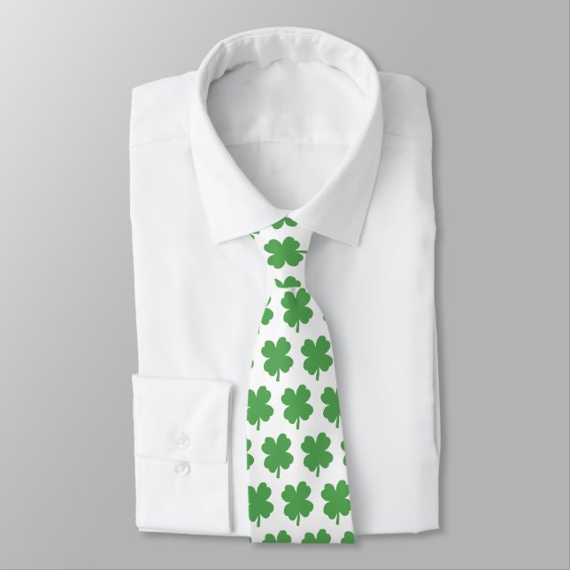 Shamrock Four Leaf Clover Pattern Krawatte (Gebunden)