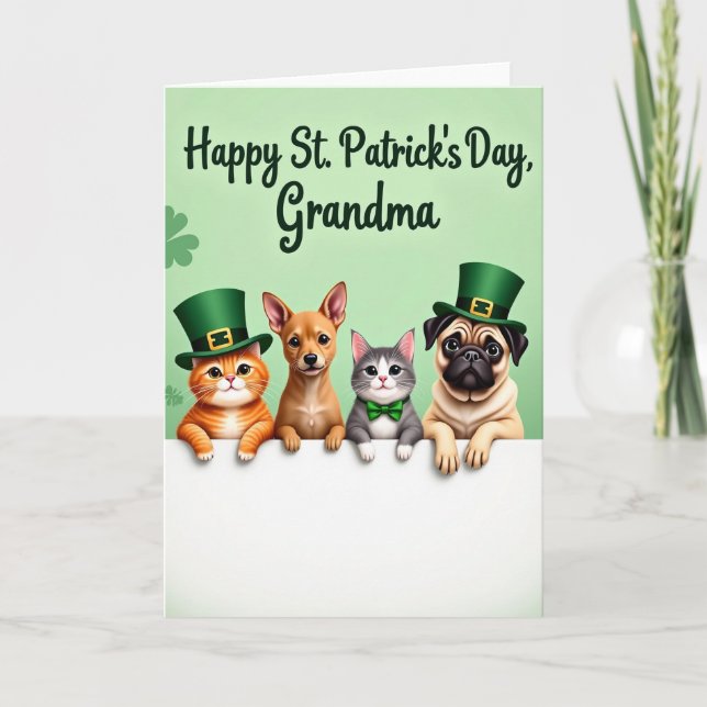 Shamrock Haustiere Oma Karte (Vorderseite)