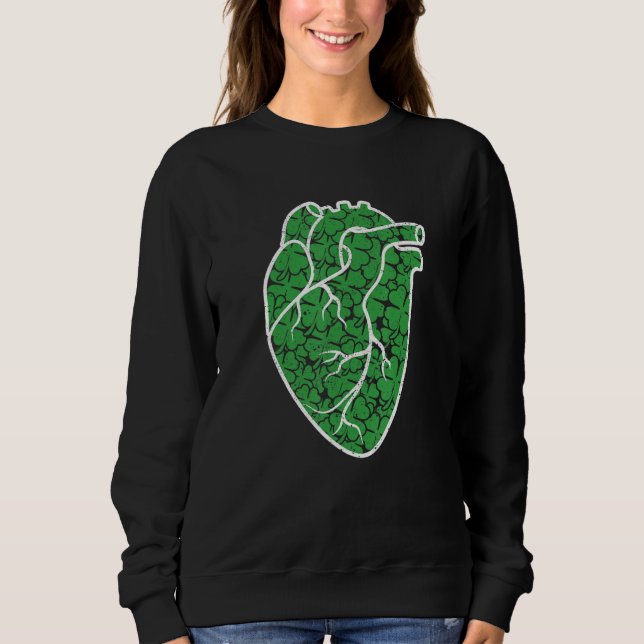 Shamrock Heart Cardiac Nurse St Patricks Day Anato Sweatshirt (Vorderseite)