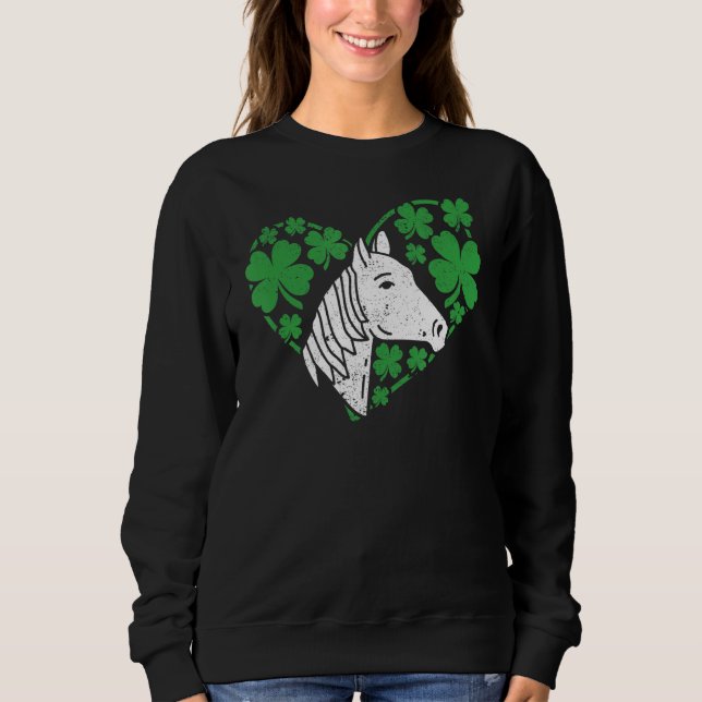 Shamrock Heart Horse Clover St Patricks Day Irish  Sweatshirt (Vorderseite)