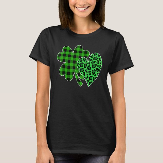 Shamrock Heart Leopard Buffalo St Patricks Day Men T-Shirt (Vorderseite)