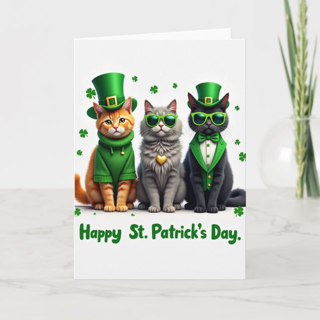 Shamrock Katzen Weihnachtskarte Karte (Vorderseite)