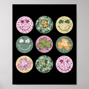 Shamrock-Lächeln Gesicht Disco Ll Retro Groovy St. Poster