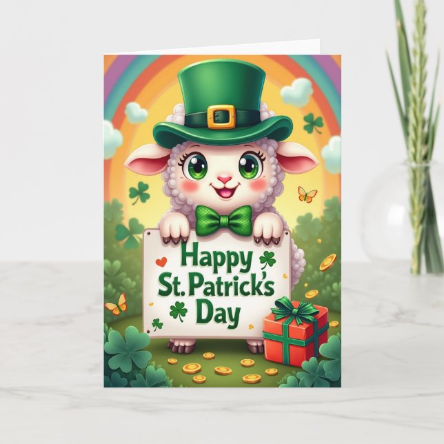 Shamrock Lamb Scene Card Karte (Vorderseite)