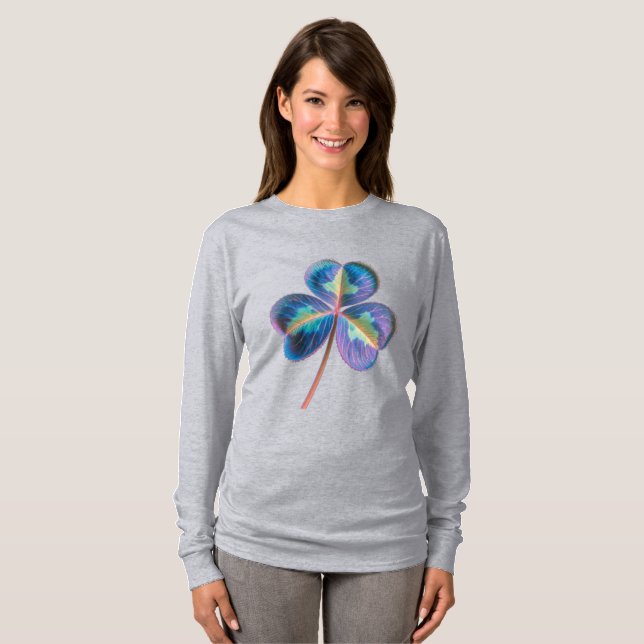 Shamrock Langarm Oberteil T-Shirt (Vorne ganz)