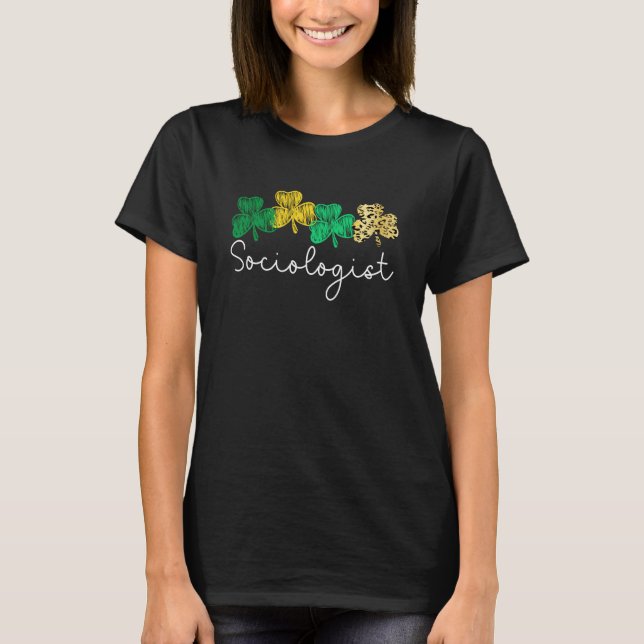 Shamrock Leopard Saint Paddy's Sociologist St Patr T-Shirt (Vorderseite)
