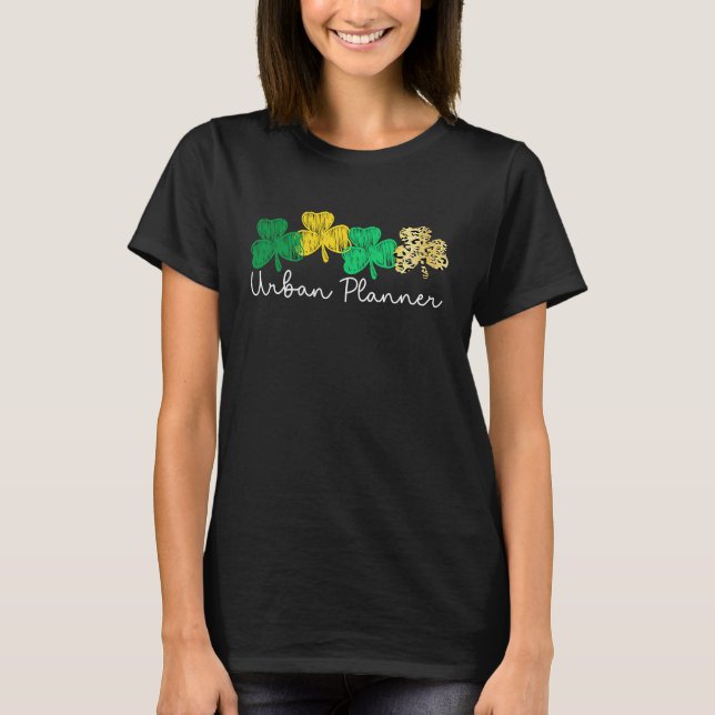 Shamrock Leopard Saint Paddy's Urban Planner St Pa T-Shirt (Vorderseite)