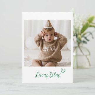 Shamrock One First Birthday Photo Invitation Einladung