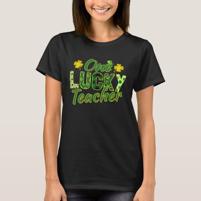 Shamrock One Lucky Teacher  St Patrick s Day Schoo T-Shirt (Vorderseite)