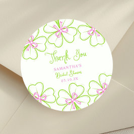  Shamrock Pink Green  Bridal Shower Thank You Runder Aufkleber