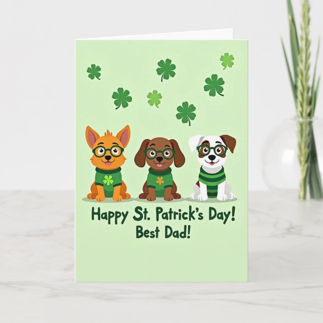 Shamrock Puppy Best Dad Card Karte (Vorderseite)