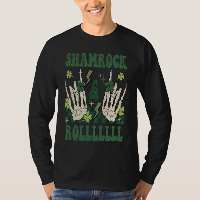 SHAMROCK & ROLLLLLL Heavy Metal Punk Rock St Patri T-Shirt (Vorderseite)