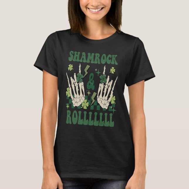 SHAMROCK & ROLLLLLL Heavy Metal Punk Rock St Patri T-Shirt (Vorderseite)