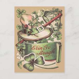 Shamrock-Schnalle-Hut-Pfeife-Shillelagh Postkarte