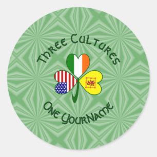 Shamrock Scot Lion Irland USA Flaggen Personalisie Runder Aufkleber