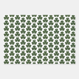 Shamrock Shape Plaid Dark Green Geschenkpapier Set
