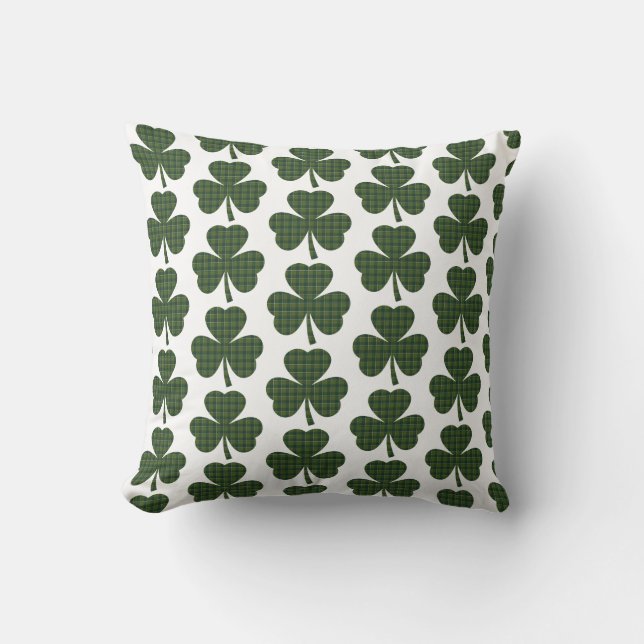 Shamrock Shape Plaid Dark Green Kissen (Vorderseite)