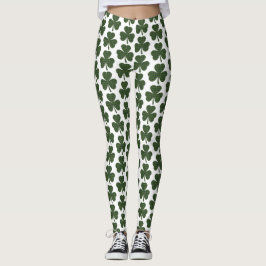 Shamrock Shape Plaid Dark Green Leggings