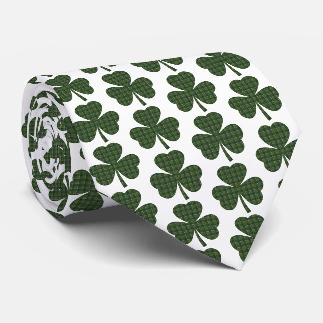 Shamrock Shape Plaid Dark Green Neck Tie Krawatte (Gerollt)