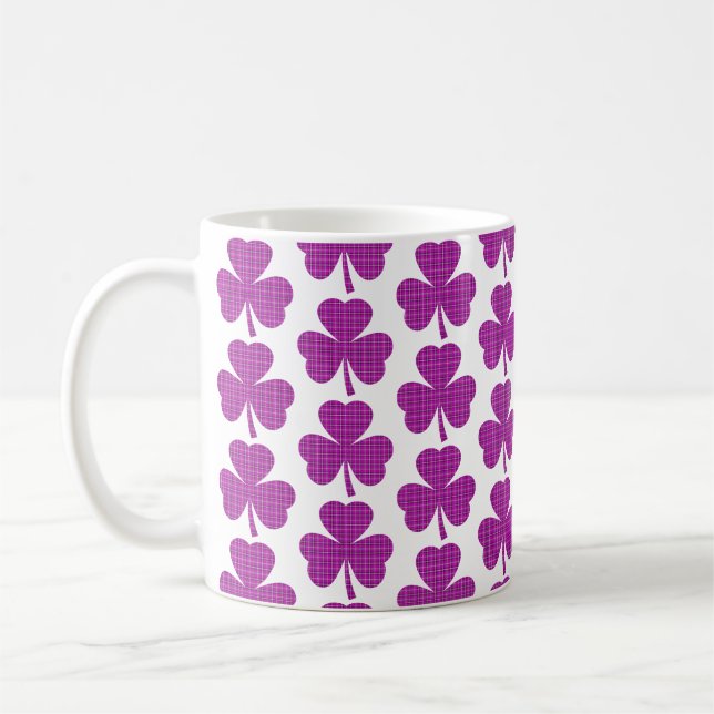 Shamrock Shape Plaid Pink Purple Kaffeetasse (Links)