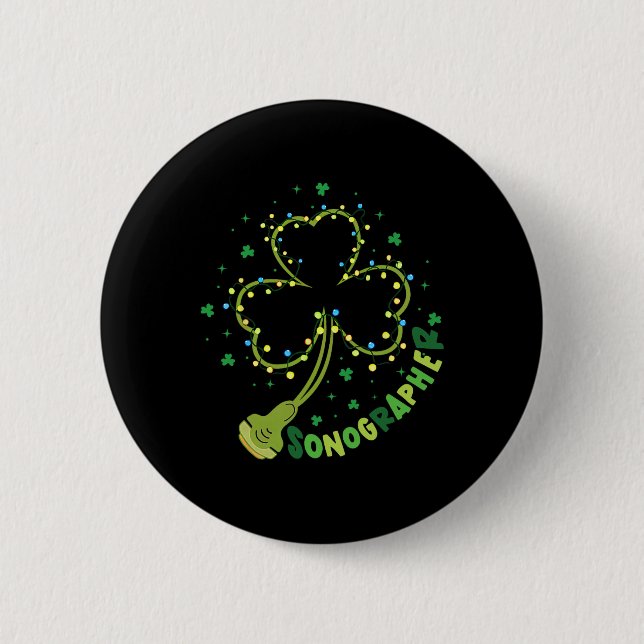 Shamrock-Sonograf St. Patricks Day Ultraschall Te Button (Vorderseite)