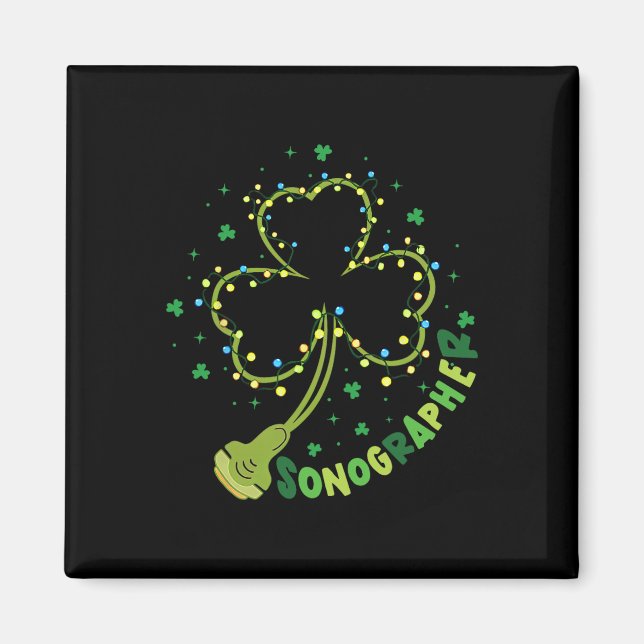 Shamrock-Sonograf St. Patricks Day Ultraschall Te Magnet (Vorne)