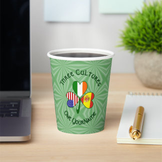 Shamrock Spain Ireland USA Personalized Text Pappbecher