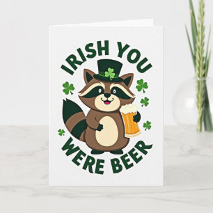 Shamrock-Waschbär-Bier-Zeit-Karte Karte