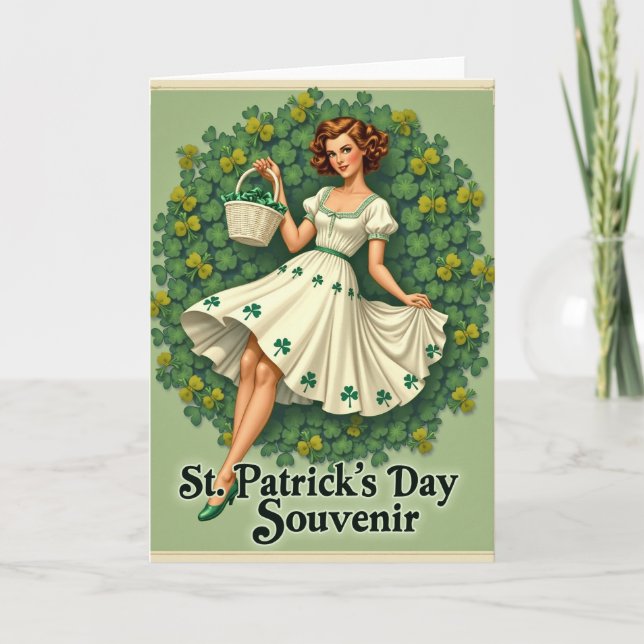 Shamrock Wreath Retro Card Karte (Vorderseite)