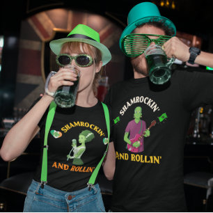 Shamrockin' and Rollin' St. Patrick's Day Spaß Tri-Blend Shirt