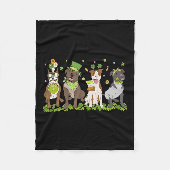 Shamrockin mit Niedlichem Pitbull St Patrick's Day Fleecedecke (Vorderseite)