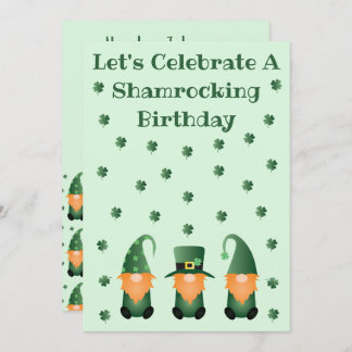 Shamrocking Geburtstagsfeier Gnomes Einladung