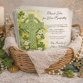 Shamrocks Catholic Irish Celtic Cross Condolence Dankeskarte