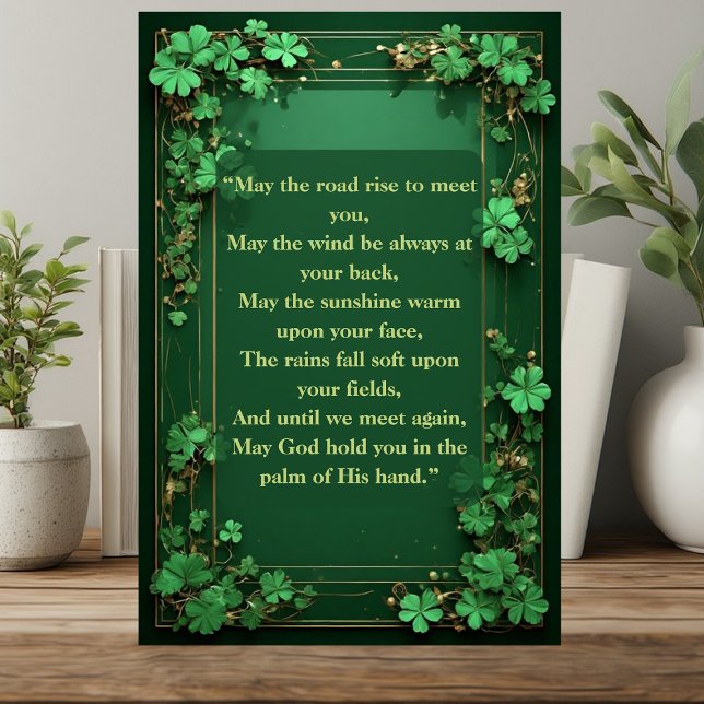 Shamrocks Green May the Road Rise Irish Blessing  Fotoplatte (Shamrocks Green May the Road Rise Irish Blessing Plaque)
