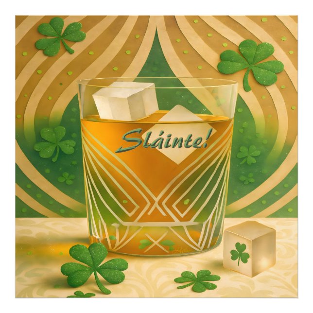Shamrocks Irish Whiskey Tumbler "Sláinte!" Fotodruck (Vorne)