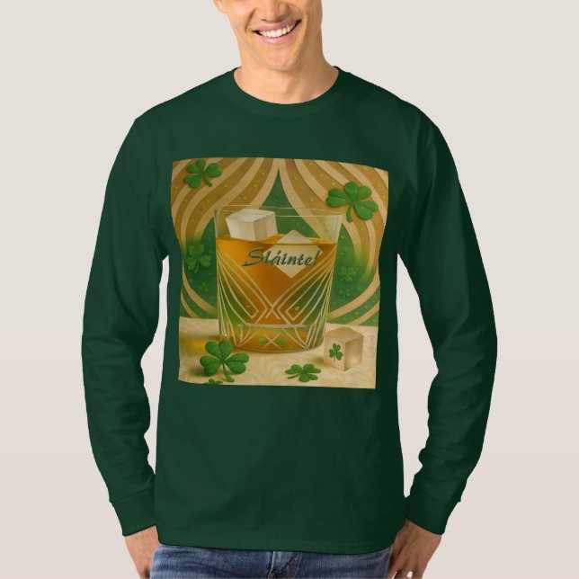Shamrocks Irish Whiskey Tumbler "Sláinte!" T-Shirt (Vorderseite)