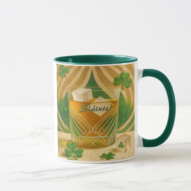 Shamrocks Irish Whiskey Tumbler "Sláinte!" Tasse (Rechts)