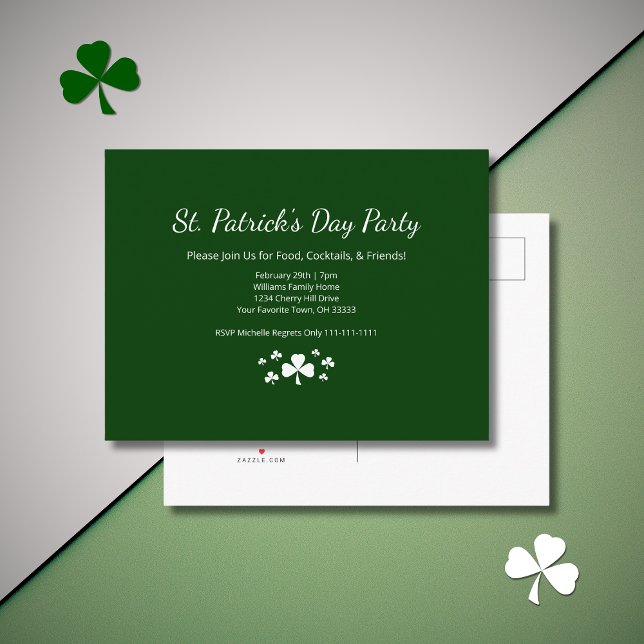 Shamrocks St. Patrick's Day Party Lucky Green Einladungspostkarte (Von Creator hochgeladen)