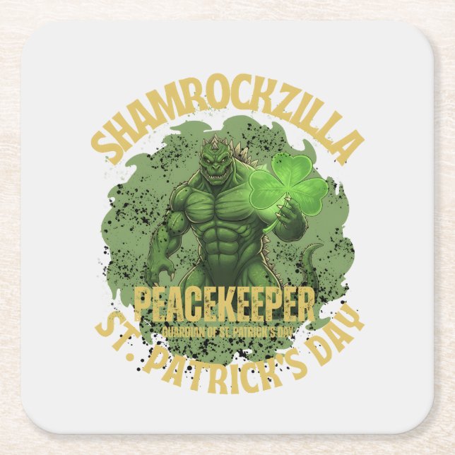 Shamrockzilla Peacekeeper: St. Patrick’s Day Kaiju Rechteckiger Pappuntersetzer (Vorderseite)
