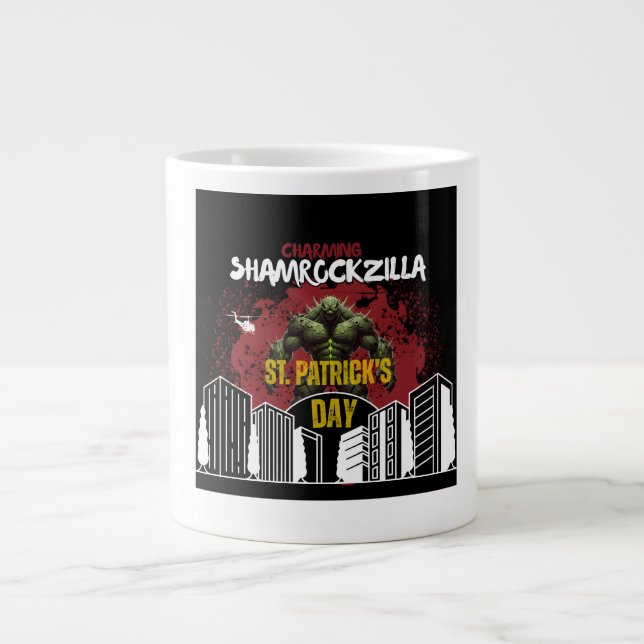 Shamrockzilla: St. Patrick’s Day Kaiju Monster Jumbo-Tasse (Vorderseite)