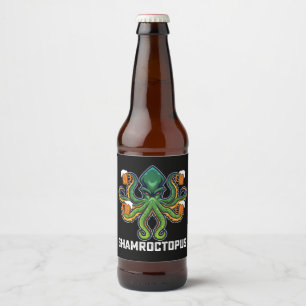 Shamroctopus Octopus Lover St Patrick's Day Bierflaschenetikett