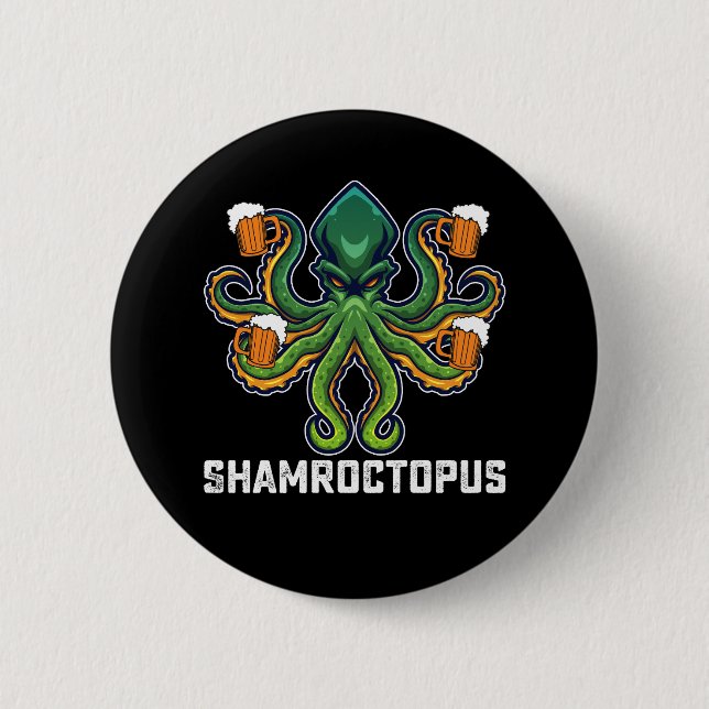 Shamroctopus Octopus Lover St Patrick's Day Button (Vorderseite)