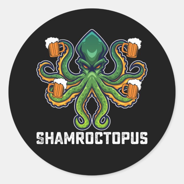 Shamroctopus Octopus Lover St Patrick's Day Runder Aufkleber (Vorderseite)