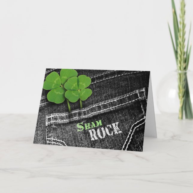 Shamrosks in Jeans Pocket St. Patrick's Karte (Vorderseite)