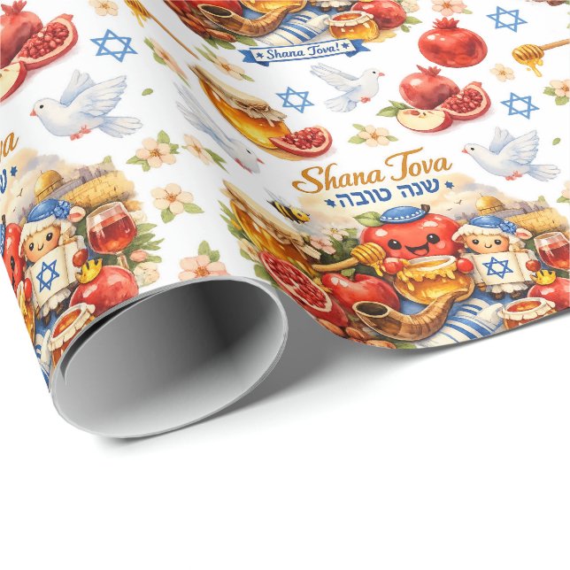 Shana Tova Feier Wrap Geschenkpapier (Rolleneckpunkt)