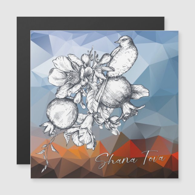 Shana Tova Rosh Hashana Jüdisches Neujahr Magnetkarte (Vorne/Hinten)